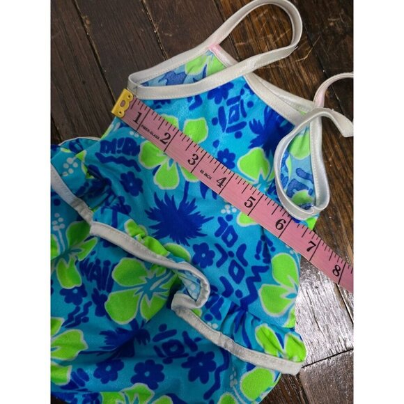 Vintage 90s Sand n Sun Blue Tropical Baby Swimsuit 18 M - Picture 8 of 10